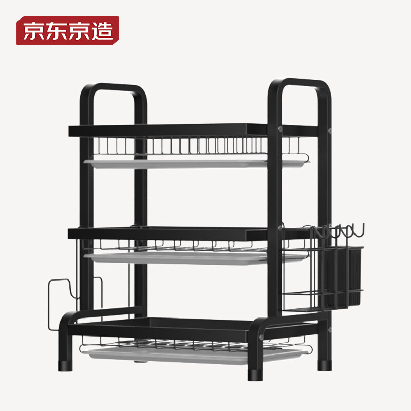 碗盤置物架碗架檯面多功能收納餐盤瀝水架廚房烹飪器具【三層】