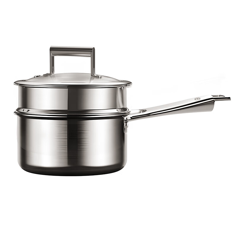 鈦麟紋純鈦奶鍋嬰兒輔食煮奶泡面不粘小湯鍋電磁爐燃氣灶18cm