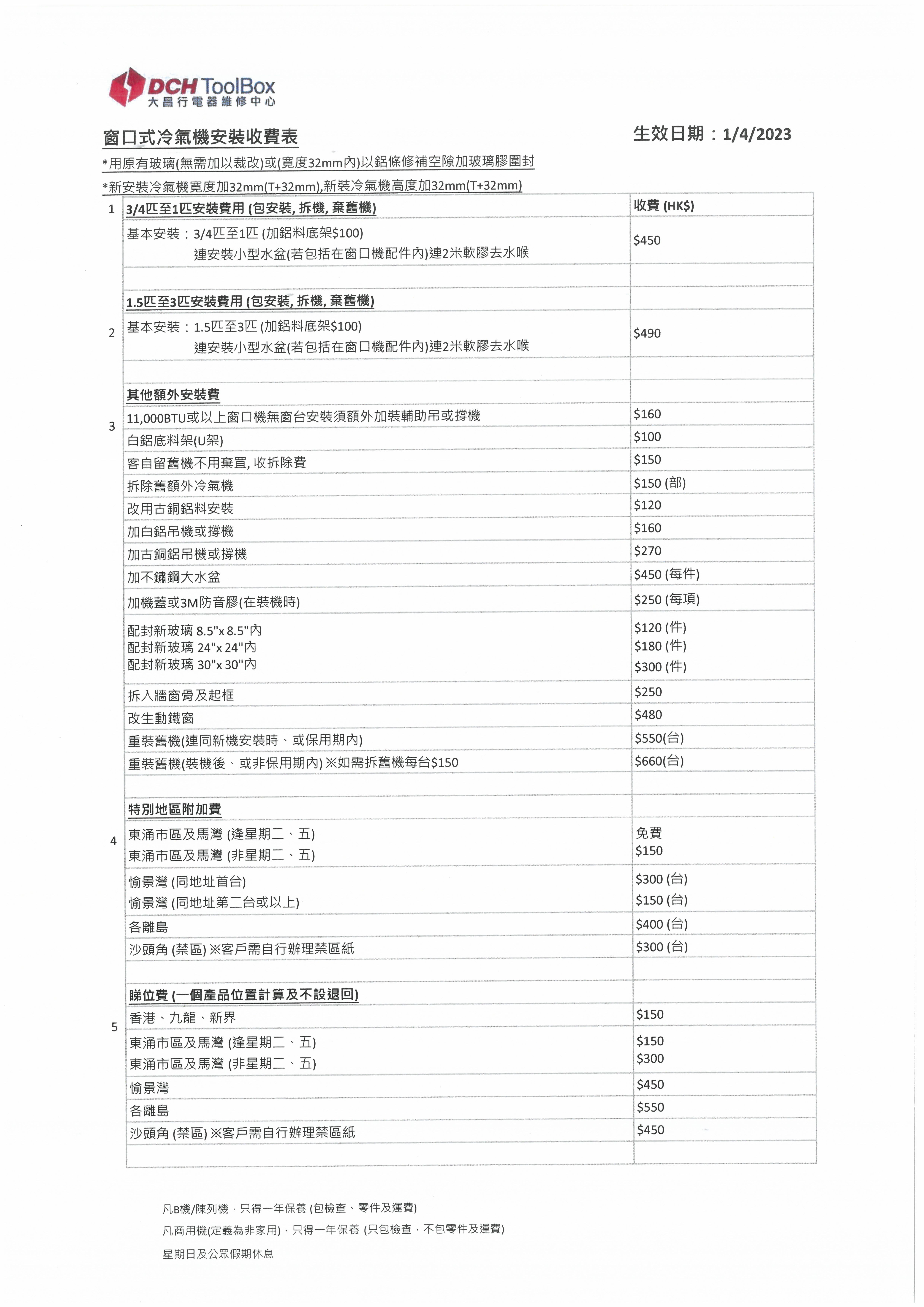 1.5匹變頻窗口式冷氣機(安裝費另計)